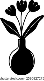 Minimalist Tulip Arrangement Vector Illustration: Simple Floral Line Art for Modern Decor