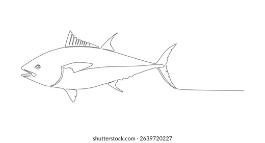Minimalist Tuna Fish – Continuous Line Vector Illustration