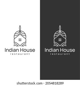 Minimalist Turban House Logo Design for Indian Food Restaurant - Creative Vector