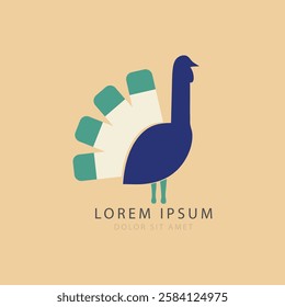 Minimalist Turkey Bird Logo, Farm and Poultry Concept, Vector Illustration