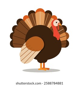 Minimalist turkey illustration with muted brown, orange tones. Sleek, modern vector art for Thanksgiving. perfect for commercial use.