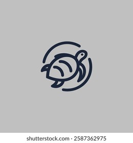  A minimalist turtle logo in sleek line art, representing patience, wisdom, and endurance.