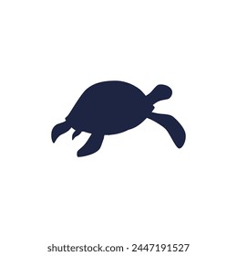 Minimalist turtle silhouette. Vector illustration portraying a simplified turtle shape suitable for educational materials, icons, and environmental themes.
