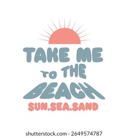 Minimalist Tween Girls' "Take Me To The Beach" Graphic Hoodie Print.  Perfect for tween girls' casual hoodies, T-shirts, and everyday wear, offering a cute and relaxed summer vibe.