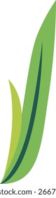 Minimalist twin grass blade vector in green tones, clean eco illustration for decoration, natural design, and environment projects.