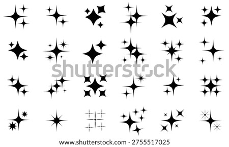 Minimalist twinkle star, Twinkle star icon set. Sparkle icon, shining burst. Set of twinkling star vector. Vector illustration.