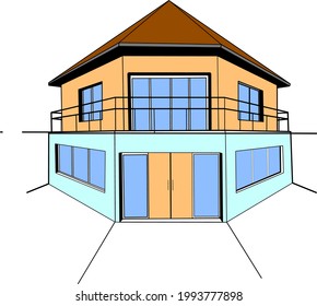 minimalist two-story house with a classic roof