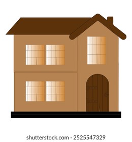 Minimalista Casa de dos pisos Vector, Elegante estilo de cabaña Ilustración para el hogar, Vector plano icono suburbano casa americana, Residencial casa de campo signo aislado ilustración simbólica