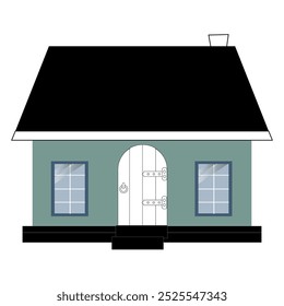 Minimalista Two-Story House Vetor, Elegante Cottage Style Home Illustration, Vetor ícone plano casa suburbana americana, Residencial casa casa casa sinal isolado símbolo ilustração