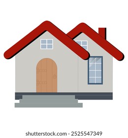 Minimalista Casa de dos pisos Vector, Elegante estilo de cabaña Ilustración para el hogar, Vector plano icono suburbano casa americana, Residencial casa de campo signo aislado ilustración simbólica