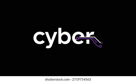 A minimalist typographic logo featuring the word 'cyber' in white text against a black background. The 'r' is creatively integrated with a stylized