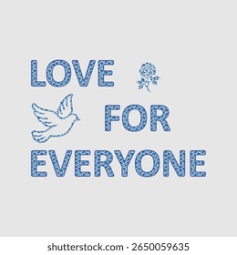 A Minimalist Typography Calligraphy LOVE FOR EVERYONE Shilouette Vector Art