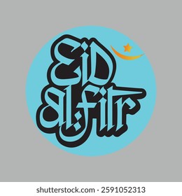 minimalist typography Eid al - Fitr calligraphy silhouette vector Style