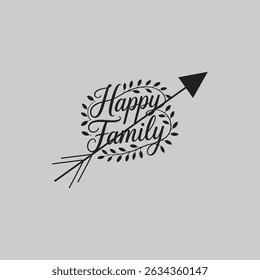 a minimalist typography Happy Family shilouette vector art