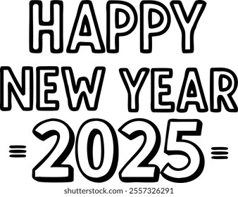 minimalist typography of happy new year 2025.