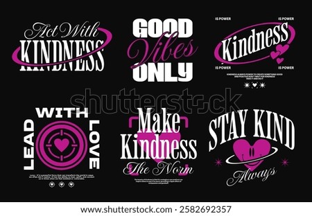 Minimalist typography set, for poster, t-shirt design. Vintage typography quotes vector set. Y2k typographic bundle for clothing design, Urban streetwear designs, lettering for t shirt