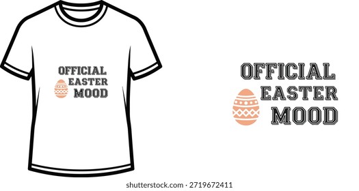 Un diseño de camiseta de tipografía minimalista con el divertido y festivo eslogan "Sentimiento oficial de Pascua" junto con un estilizado gráfico de huevo de Pascua. Perfecto para crear ropa personalizada para las fiestas de primavera y celebraciones.