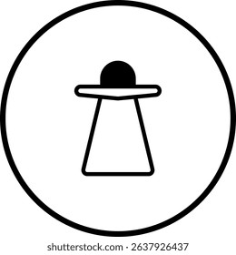 Minimalist UFO Icon in Black and White, symbolizing science fiction and technology
