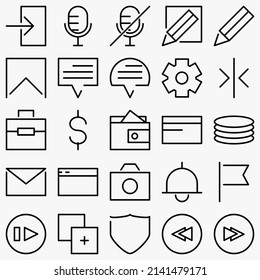 Conjunto de iconos de interfaz de usuario minimalista. (versión negra). Sencillo estilo moderno minimalista, plano, sólido, mono, monocromo, sencillo y contemporáneo. Ilustración vectorial de elementos de diseño web de internet en eps.