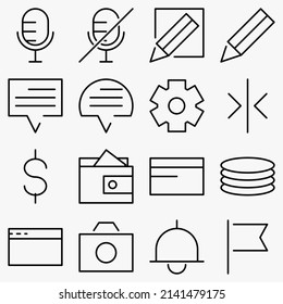 Minimalist UI icon set. (black version). Simple modern minimal, flat, solid, mono, monochrome, plain, contemporary style. Vector illustration of internet web design elements in eps.