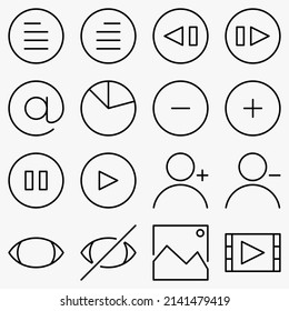 Minimalist UI icon set. (black version). Simple modern minimal, flat, solid, mono, monochrome, plain, contemporary style. Vector illustration of internet web design elements in eps.