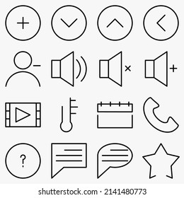 Minimalist UI icon set. (black version). Simple modern minimal, flat, solid, mono, monochrome, plain, contemporary style. Vector illustration of internet web design elements in eps. line icon.