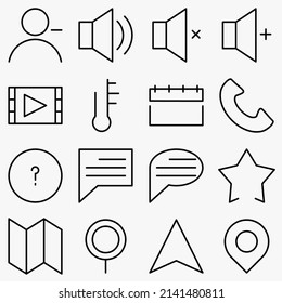 Minimalist UI icon set. (black version). Simple modern minimal, flat, solid, mono, monochrome, plain, contemporary style. Vector illustration of internet web design elements in eps. line icon.