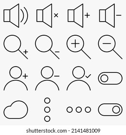 Conjunto de iconos de interfaz de usuario minimalista. (versión negra). Sencillo estilo moderno minimalista, plano, sólido, mono, monocromo, sencillo y contemporáneo. Ilustración vectorial de elementos de diseño web de internet en eps. icono de línea.