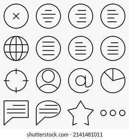 Minimalist UI icon set. (black version). Simple modern minimal, flat, solid, mono, monochrome, plain, contemporary style. Vector illustration of internet web design elements in eps. line icon.