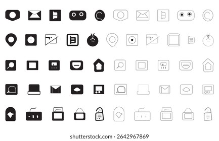Minimalist UI Icon Set - Flat and Line Style Interface Icons for Web and App Design (Conjunto minimalista de ícones de interface de usuário — ícones de interface plana e de estilo de linha para Web e design de aplicativo).