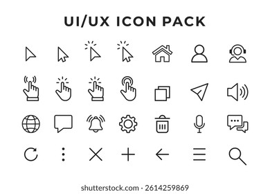 Minimalist UI UX Icon Pack. Outline Vector Icons for Web, App, and Interface Design