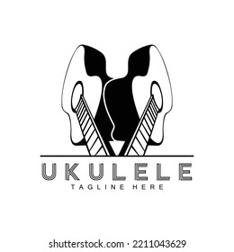 Minimalist Ukulele Music Logo Design, Ukulele Guitar Vector. Ukelele Logo Design