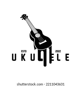 Minimalist Ukulele Music Logo Design, Ukulele Guitar Vector. Ukelele Logo Design