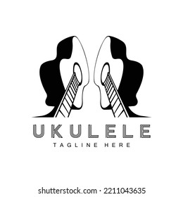 Minimalist Ukulele Music Logo Design, Ukulele Guitar Vector. Ukelele Logo Design