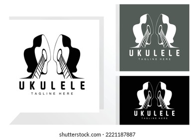 Minimalist Ukulele Music Logo Design, Ukulele Guitar Vector. Ukelele Logo Design