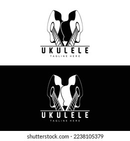Minimalist Ukulele Music Logo Design, Ukulele Guitar Vector. Ukelele Logo Design