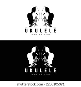 Minimalist Ukulele Music Logo Design, Ukulele Guitar Vector. Ukelele Logo Design
