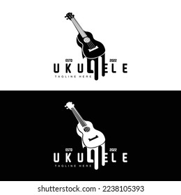 Minimalist Ukulele Music Logo Design, Ukulele Guitar Vector. Ukelele Logo Design