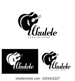 Minimalist Ukulele Music Logo Design, Ukulele Guitar Vector. Ukelele Logo Design