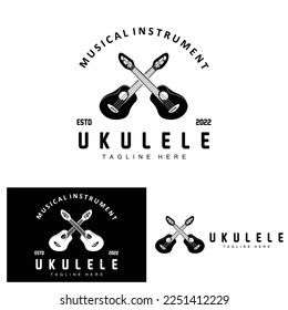 Minimalist Ukulele Music Logo Design, Ukulele Guitar Vector. Ukelele Logo Design