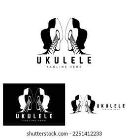 Minimalist Ukulele Music Logo Design, Ukulele Guitar Vector. Ukelele Logo Design