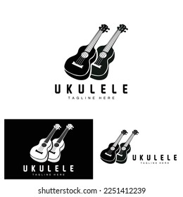 Minimalist Ukulele Music Logo Design, Ukulele Guitar Vector. Ukelele Logo Design