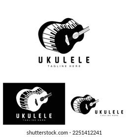 Minimalist Ukulele Music Logo Design, Ukulele Guitar Vector. Ukelele Logo Design