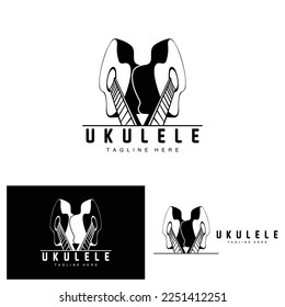 Minimalist Ukulele Music Logo Design, Ukulele Guitar Vector. Ukelele Logo Design