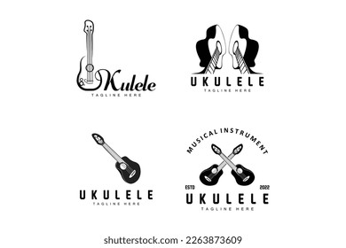 Minimalist Ukulele Music Logo Design, Ukulele Guitar Vector. Ukelele Logo Design