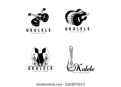 Minimalist Ukulele Music Logo Design, Ukulele Guitar Vector. Ukelele Logo Design