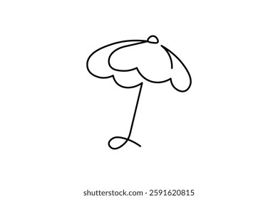 Minimalist umbrella illustration with continuous lines, simple design suitable for a logo or icon.