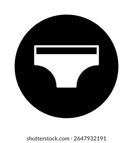 Ícone de cueca minimalista em um círculo escuro fornecendo um símbolo de elemento de design limpo e moderno