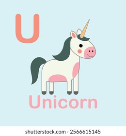 Minimalist Unicorn Illustration for Kids Alphabet