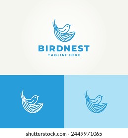minimalist unique bird house line art label logo vector illustration design. simple modern bird nest logo concept